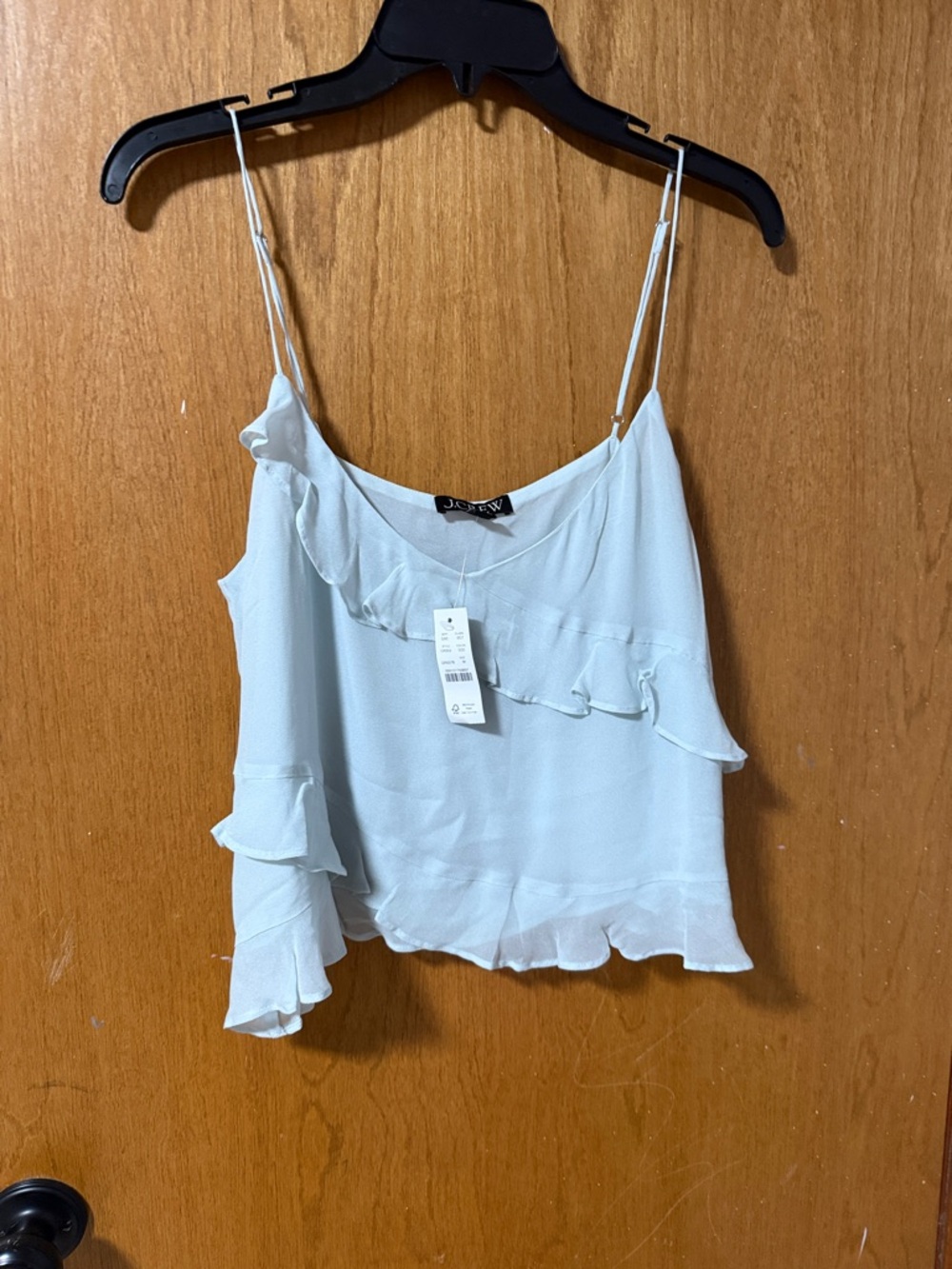 J. Crew Pale Blue One-Shoulder Ruffle Camisole